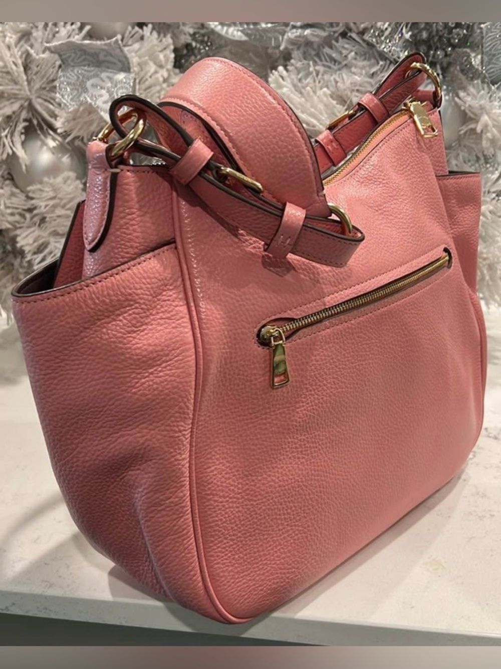 COACH Pink Pebbled Leather Shoulder Bag with Gold Hardware LIKE NEW - Picture 2 of 9